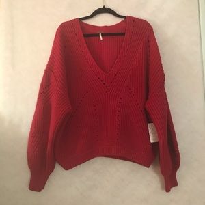 Free People Sweater Large Long Bubble Sleeve